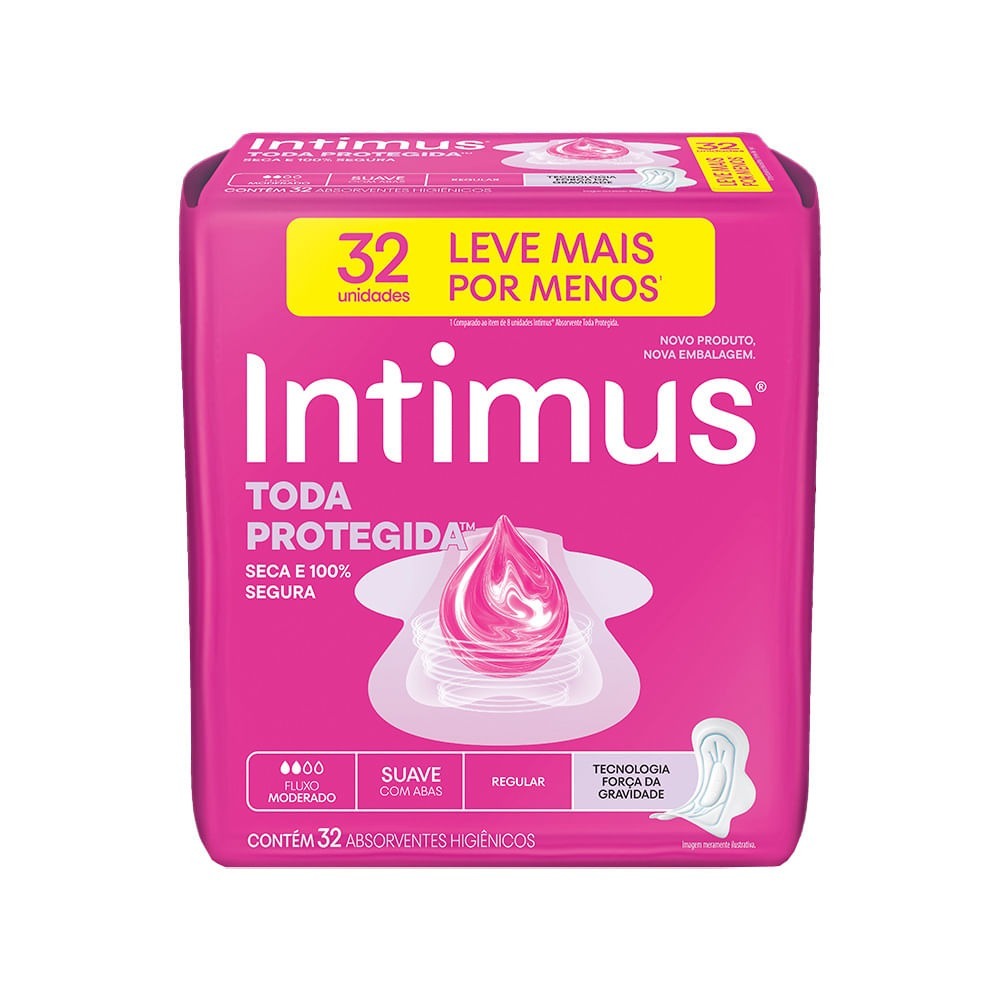 Absorvente Intimus Tripla Proteção Seca com Abas Fluxo Médio 32 Unidades