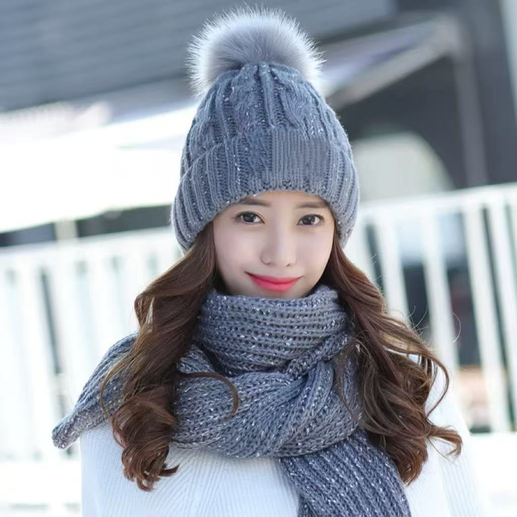 123 Gorro Touca + Cachecol Gola Infinita Feminina Lenço Tricot Lã Trança Manta Macio Quentinho Tendencia GO8043