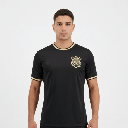 Camisa Corinthians Masculina Punho e Gola Retilinea Dry Licenciada em Oferta na Shopee