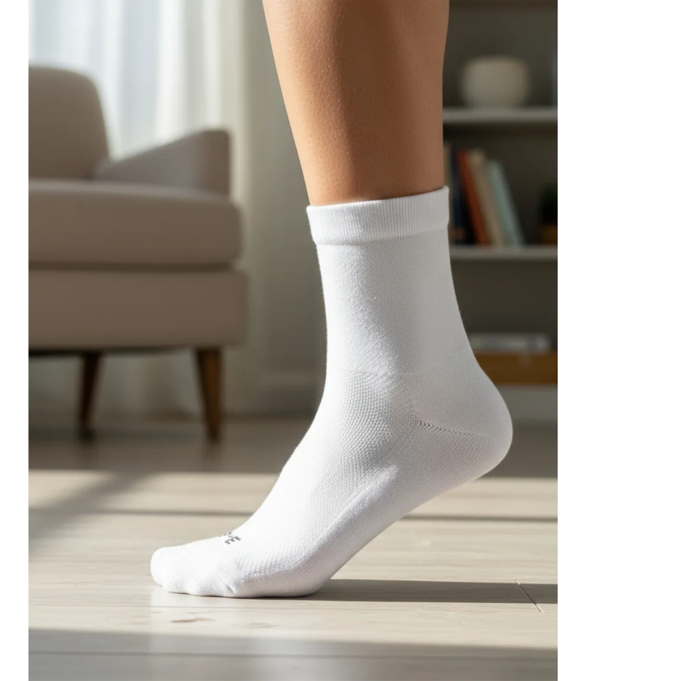 Meia de Ciclismo Cano Médio Curto BK Branco Liso
