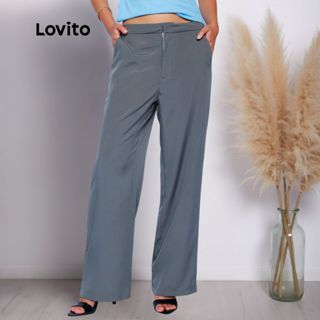 Lovito Calça Lisa Elegante Feminina LB785BRL815 em Oferta na Shopee