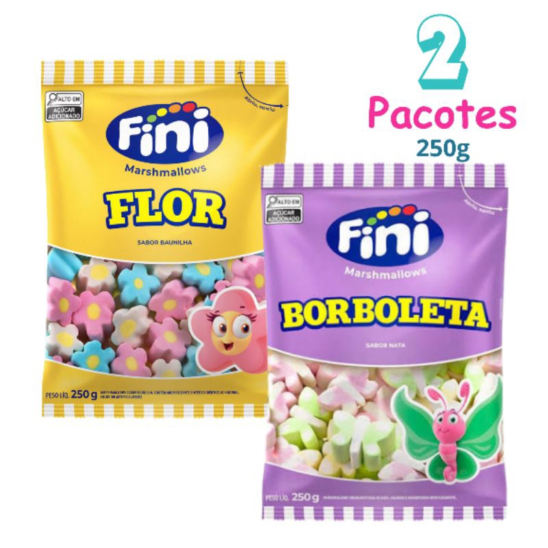2 Marshmallow Flor Borboleta Fini 250g