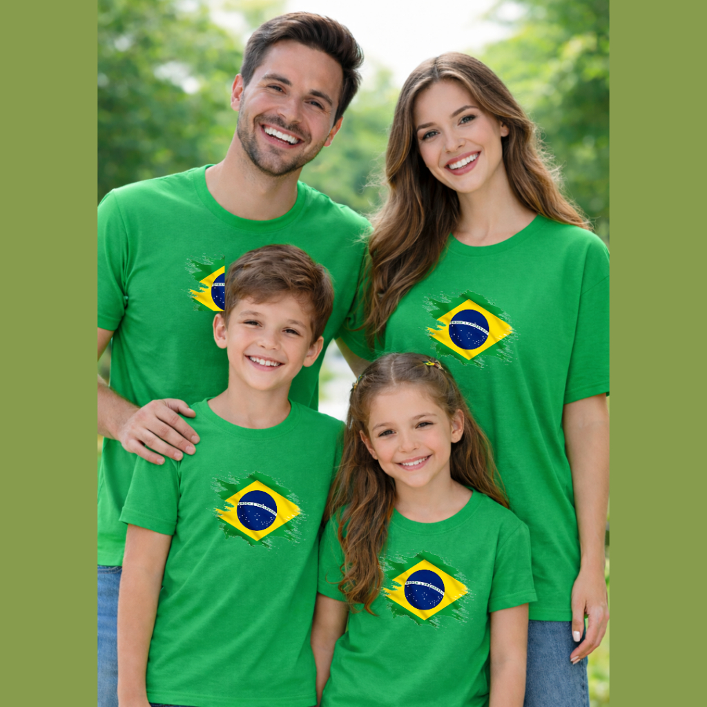 Camiseta adulto Infantil Monte seu kit copa do mundo Uniseex Bandeira do  Brasil 1 peça