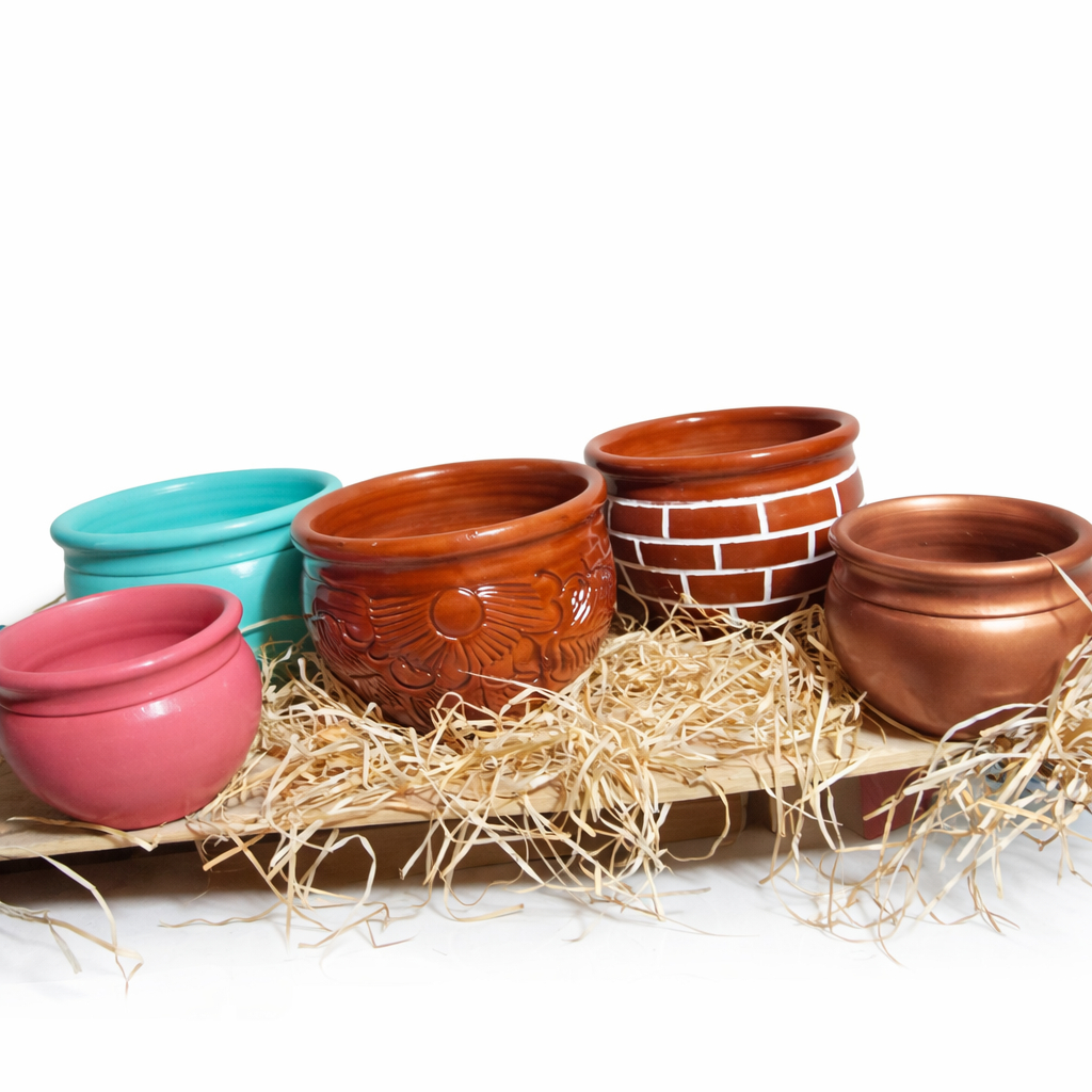 vaso de barro G e M decorado/ vaso para plantas de porte grande e médio médio/ vaso de barro artesanal