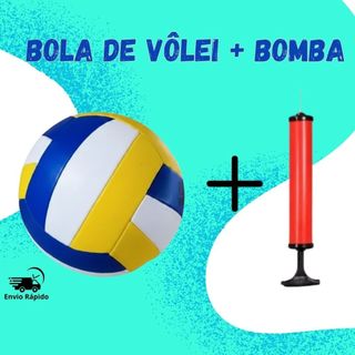 Bola de Vôlei Colorida de Quadra Praia Areia + Bomba de Bola Para Voleibol Tamanho 5 Padrão Macia