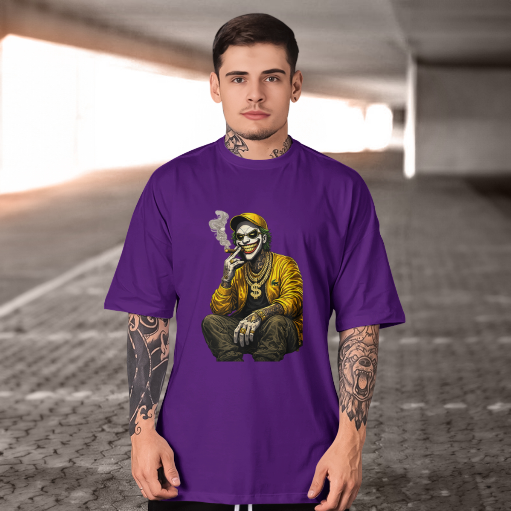 Camiseta Joker estilo gangsta com charuto 100% Algodão Premium moda 2026