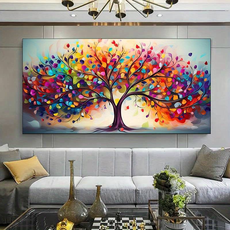 Quadro Decorativo Harmonia Abstrata Arvore da Vida Sala  Quarto Cabiceira de Cama lojas Minimalist Flor Colorida em Oferta na Shopee