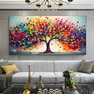 Quadro Decorativo Harmonia Abstrata Arvore da Vida Sala  Quarto Cabiceira de Cama lojas Minimalist Flor Colorida em Oferta na Shopee
