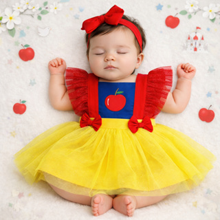 Jardineira Body Romper Menina Maçã Branca de Neve Mesversário Bebê Macacão Festa de Aniversário Laço em Oferta na Shopee