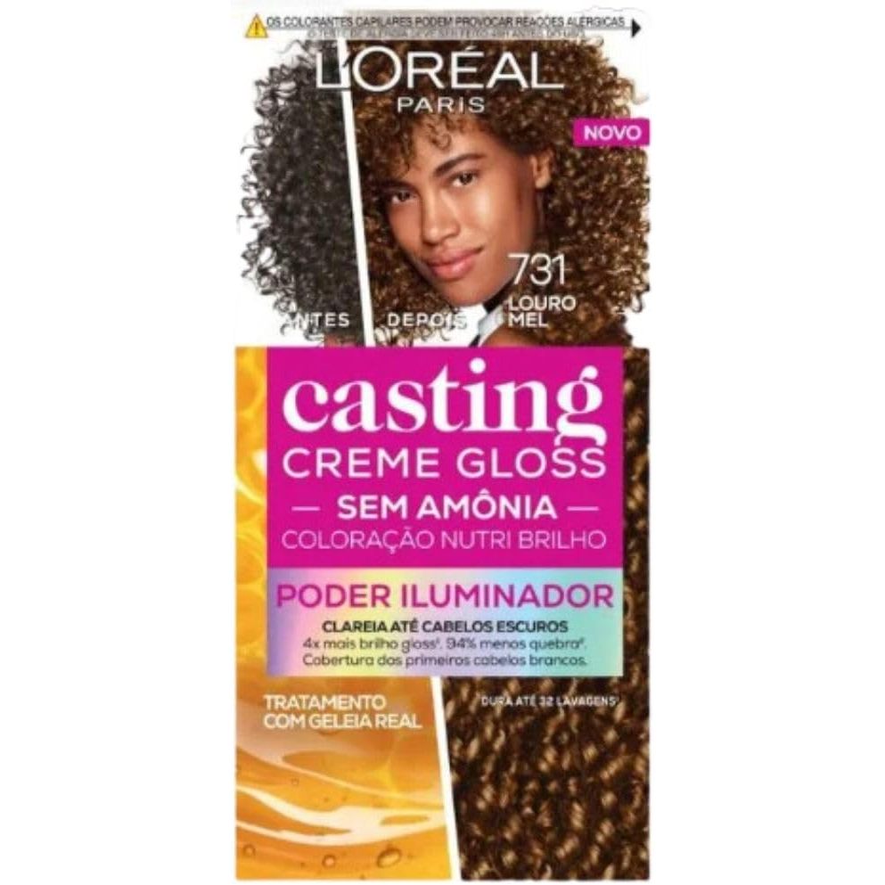 L'Oreal Paris Casting Tintura Creme Gloss Poder Iluminador 731 Louro Mel em Oferta na Shopee