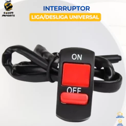 Chave Interruptor Universal Moto Guidão 22mm Botão Liga Desliga Farol De Milha Auxiliar On Off À Prova D'água