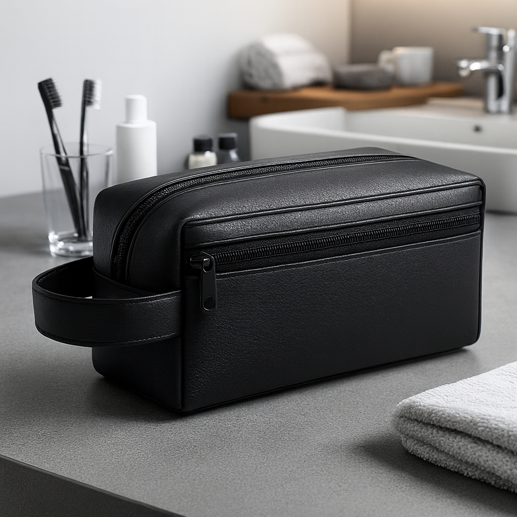 Nécessaire Masculina Impermeável Couro Sintético Viagem Trabalho