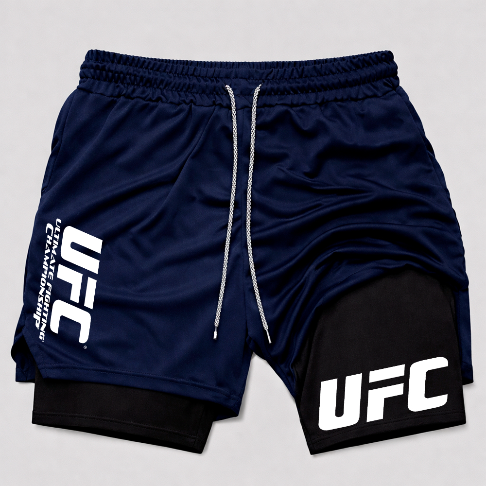 Short Compressão 2 em 1 ufc uti luta Unissex Estampa Exclusiva Treino Academia Fitness Esporte