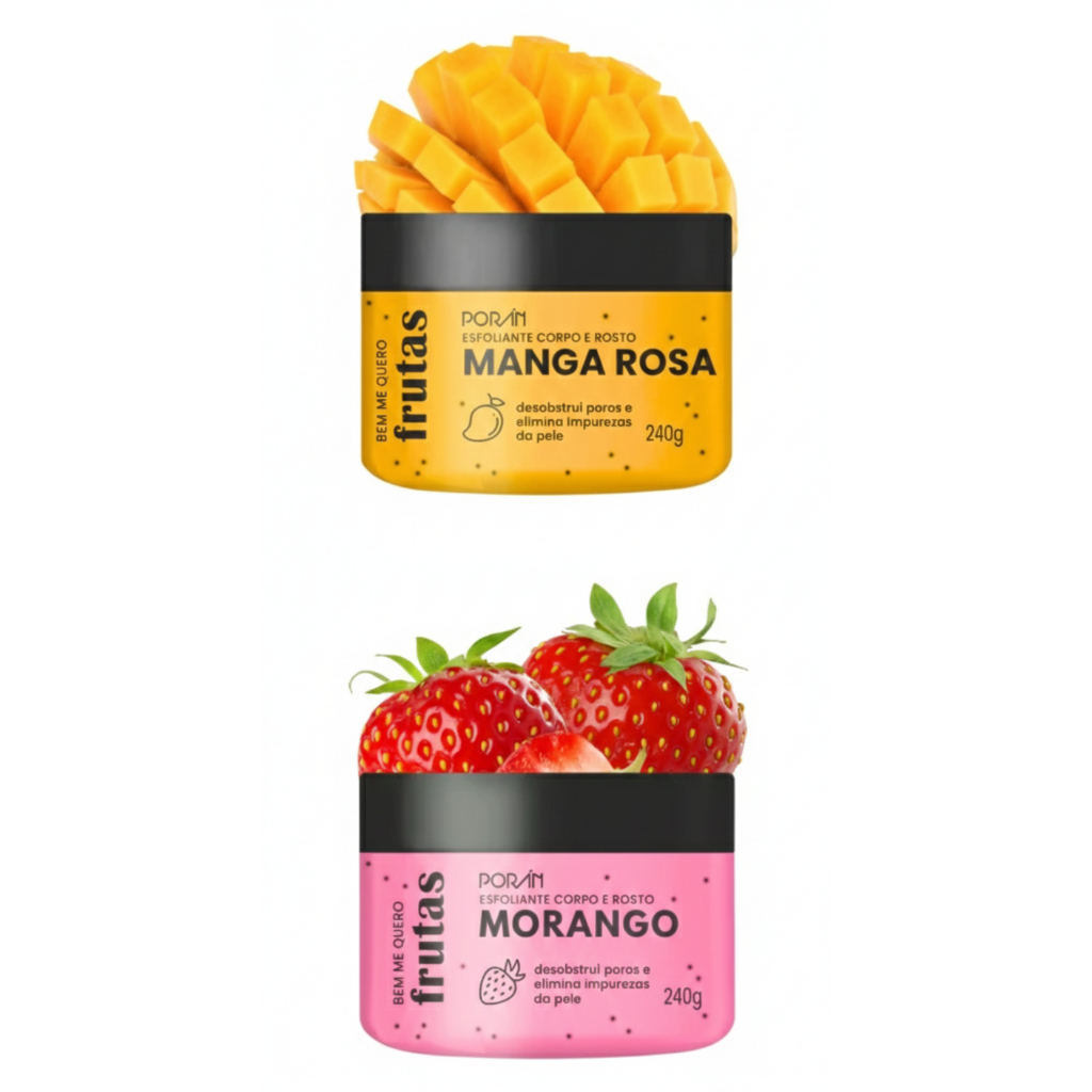 Esfoliante Corpo e Rosto Vegano Frutas Linha Bem Me Quero Poran 240g