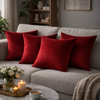 Kit 4 Capas De Almofada Macia Decorativas Suede Lisa 45x45 Vermelho Lisa em Oferta na Shopee