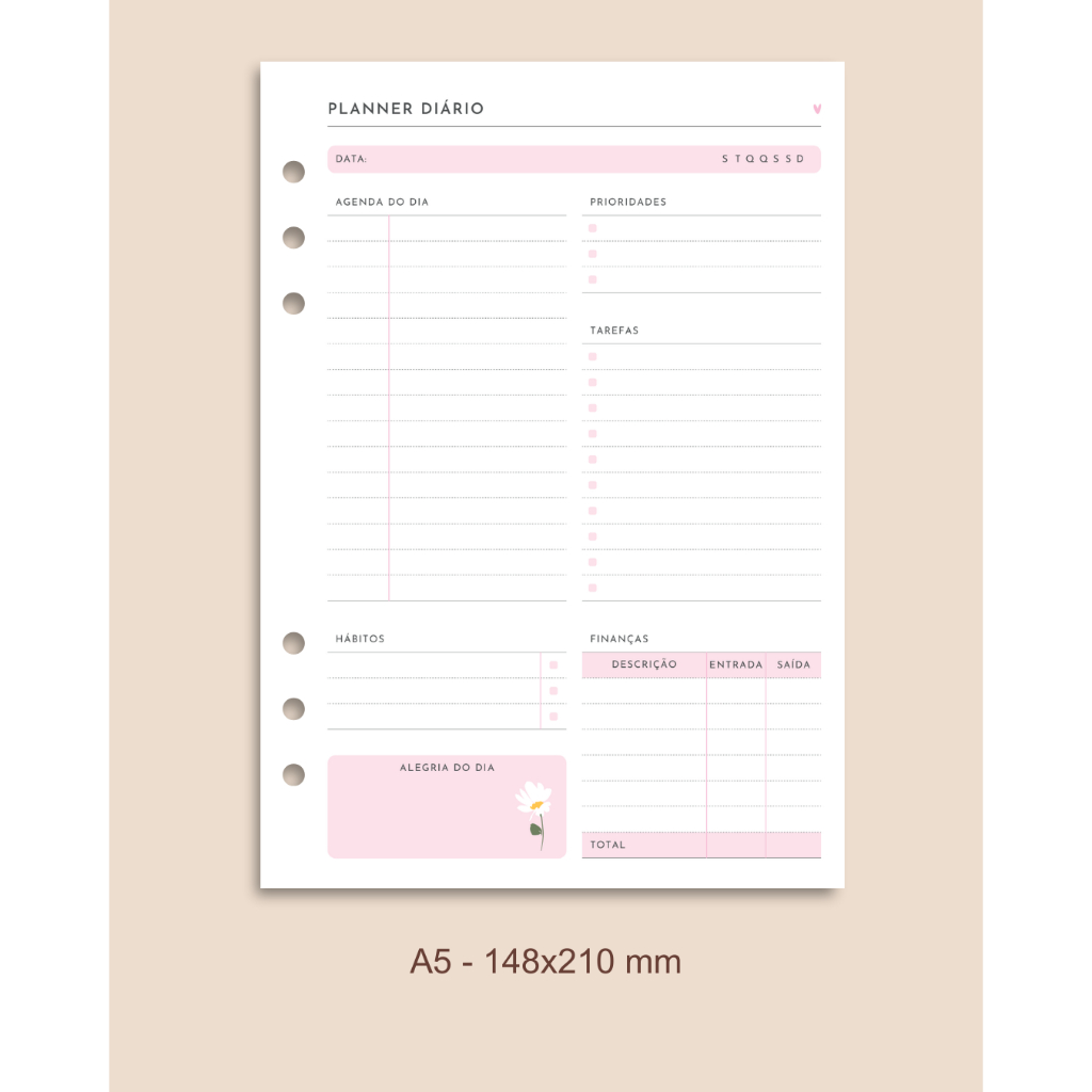 Refil Organizador Diário