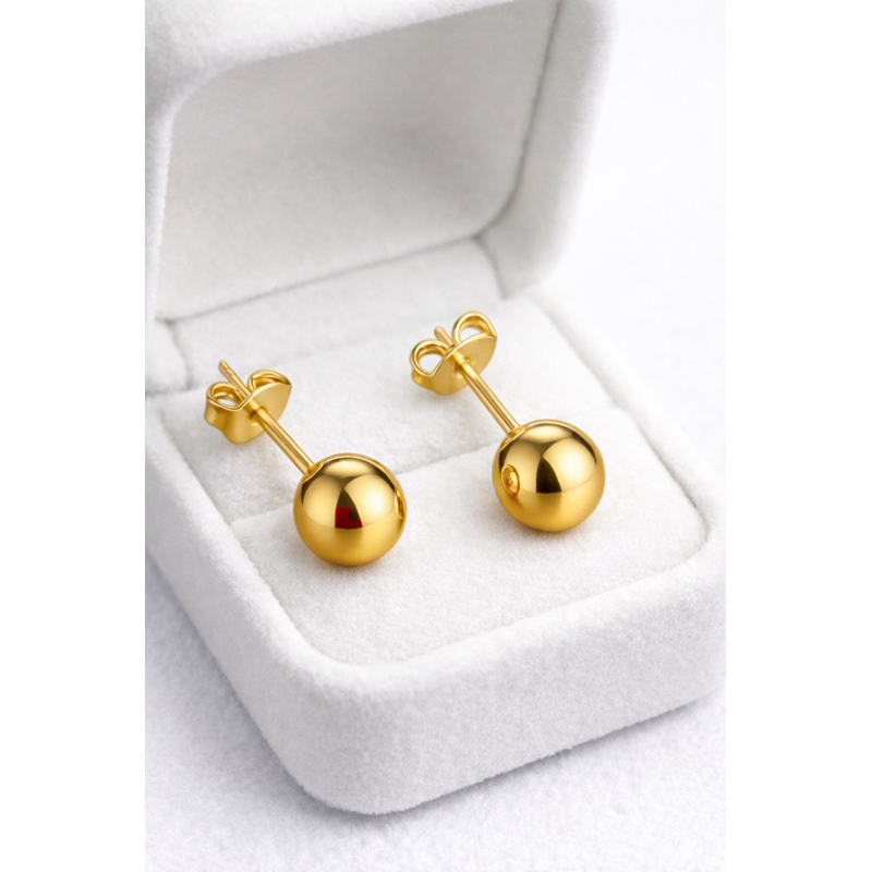 Brinco Feminino Bola Clássico Tam 8 , 10 e 12 mm Banho Ouro 18k 100% Antialérgico com Garantia em Oferta na Shopee
