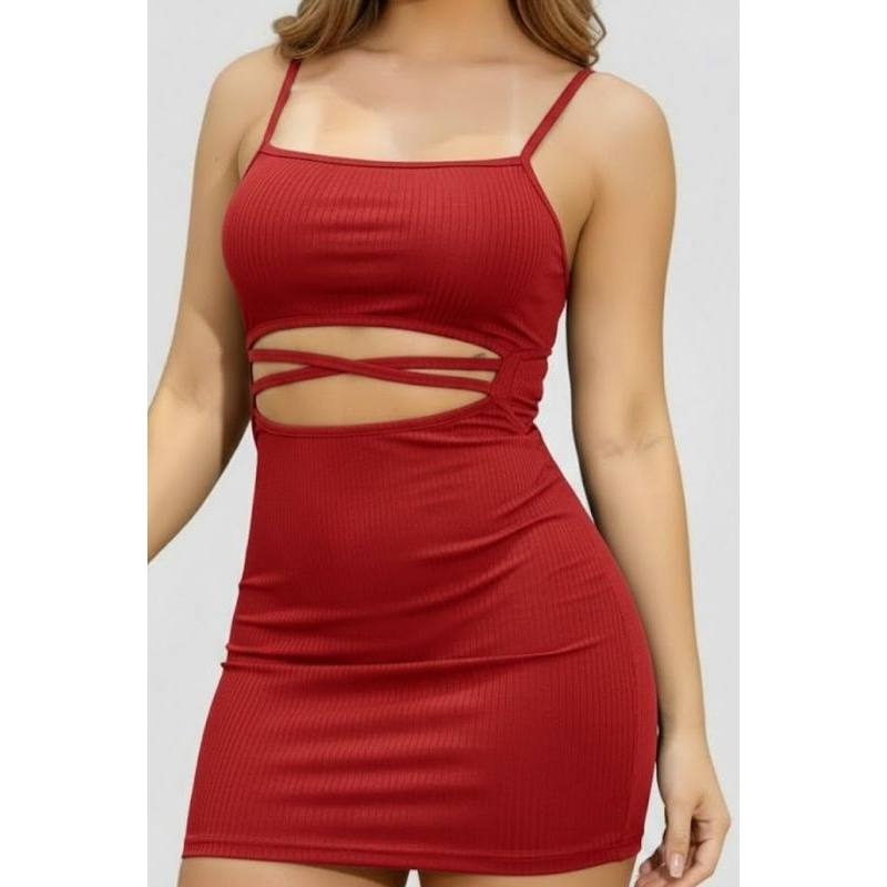 Vestido de Malha Canelada em Oferta na Shopee