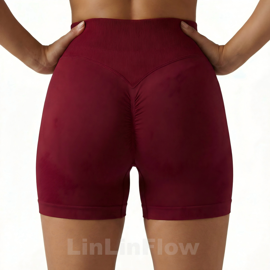 LinLinFlow Shorts Fitness Feminino Realçar Glúteos Tecido Elástico Sem Costura Para Academia E Treino