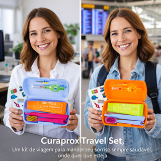 Kit Viagem Curaprox Travel Set Estojo, Escova Dental, Creme Dental, Escova Interdental Sortido em Oferta na Shopee