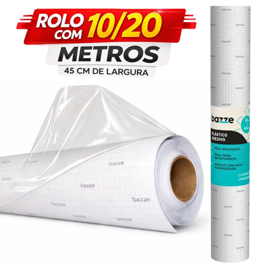 Papel Adesivo Transparente 80 Micras 10/20 Metros Plástico Adesivo Para Envelopamento De Geladeira E Móveis