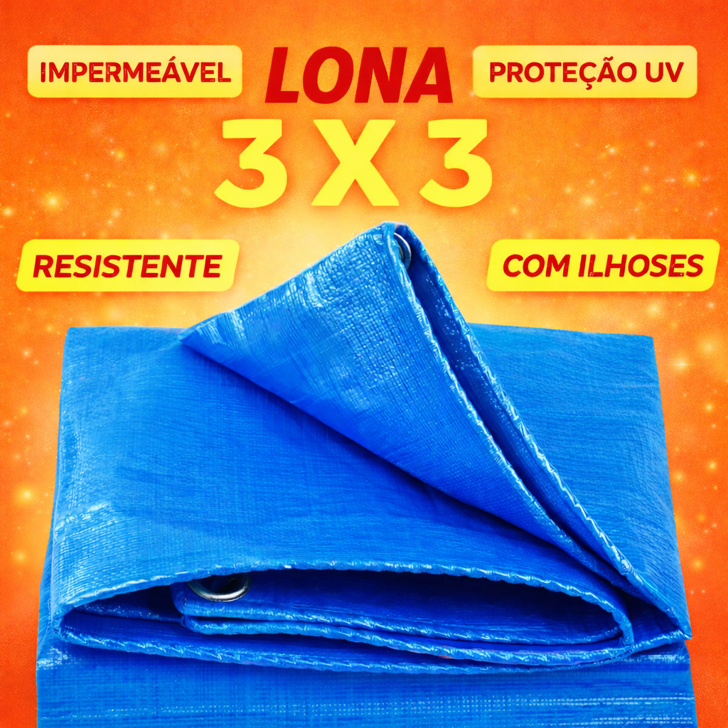 Lona Plástica Impermeável Azul 3x3m Vonder – Cobertura Resistente e Multiuso para Proteção