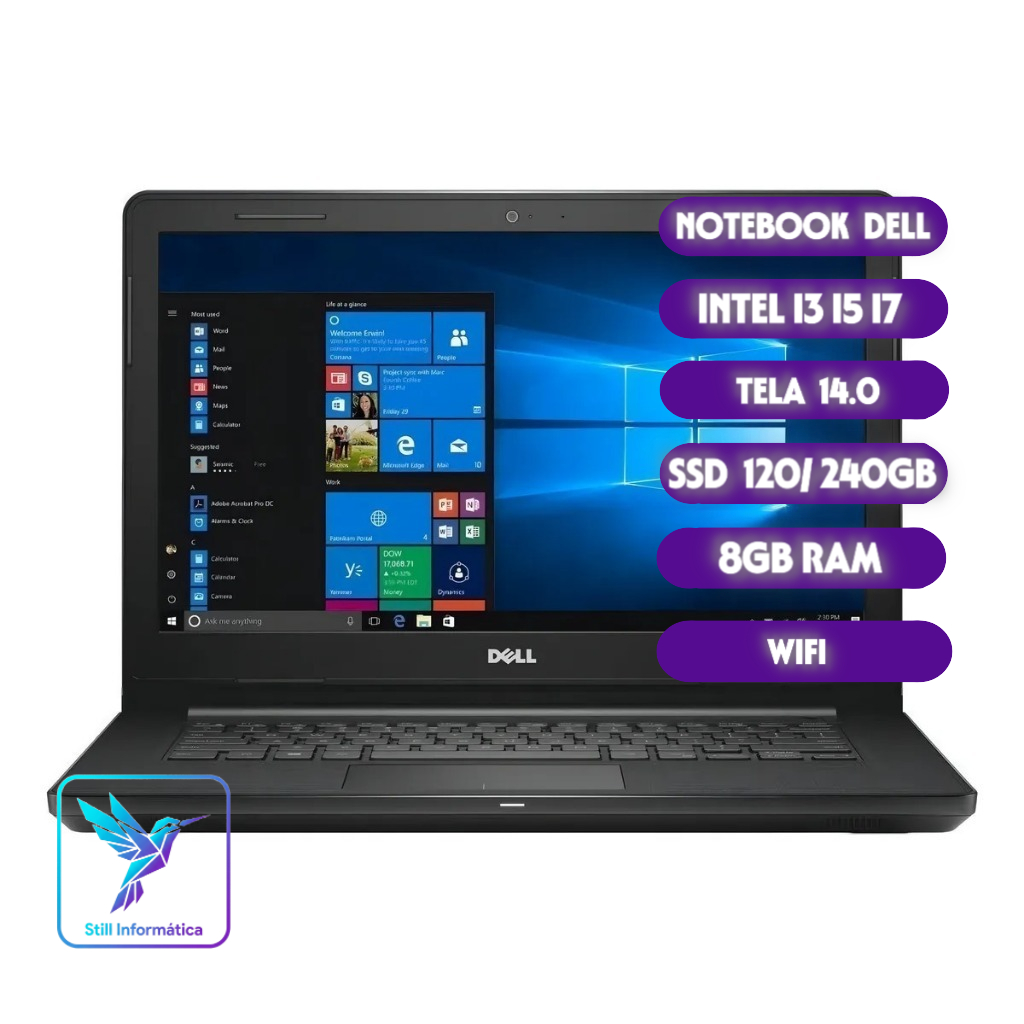 Notebook Dell | Intel Core i3 i5 i7 de 6/10 Ger | Ssd 120gb 240gb | 8gb Ddr3 Ddr4 | Wifi | Varios Modelos | Note Oferta