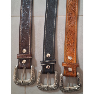 Cinto de Couro 100% Legítimo Country Feito a Mão Fivela Cromada em Oferta na Shopee