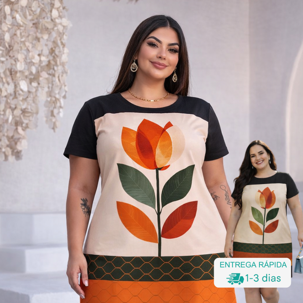 Vestido Leve Plus Size em Sedinha Digital Uma Opção Sofisticada e Confortável Para Quem Ama Moda Evangélica em Oferta na Shopee