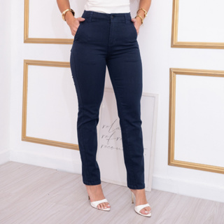 Calça Reta Sawary Jeans Original Cintura Alta Bolso Faca Elastano Confortável Premium Novidade em Oferta na Shopee