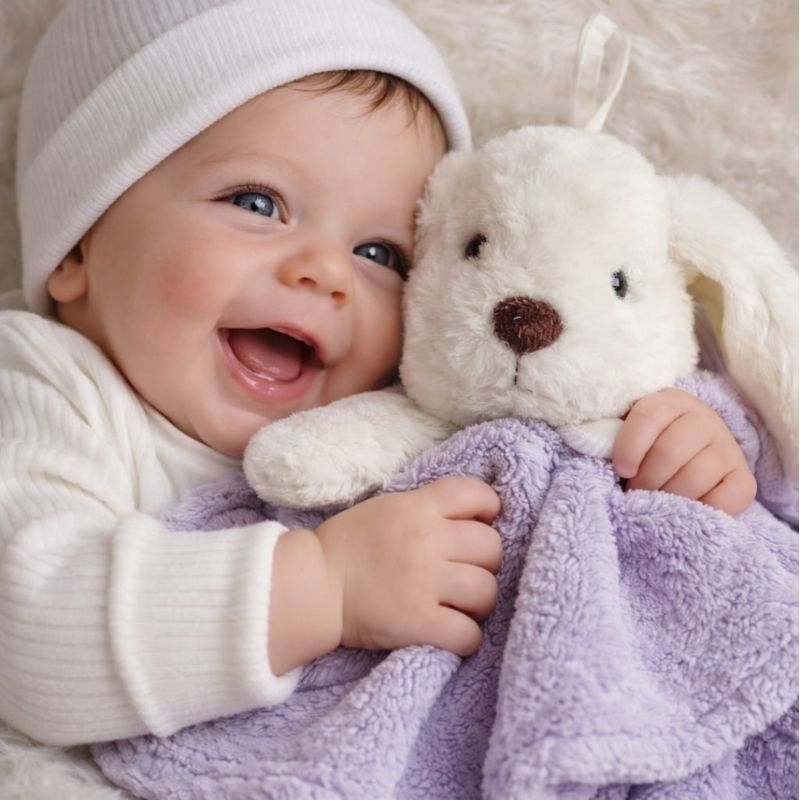 Naninha Para Bebê Antialérgica Suporte Para Chupeta Aconchego  Coelho da Páscoa Pelúcia 40 Cm Lavável.