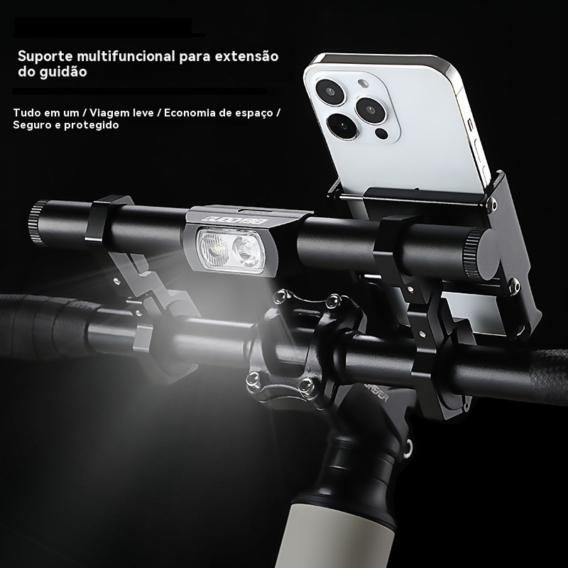 Alumínio Suporte Celular Multifuncional para Bicicleta com Lanterna LED