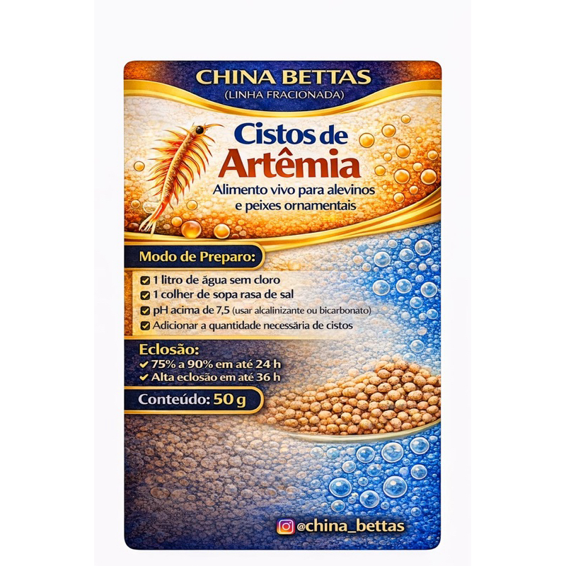 Cisto de Artêmia Salina CB/ Alimento para Peixes/ Aquarismo/ Animal
