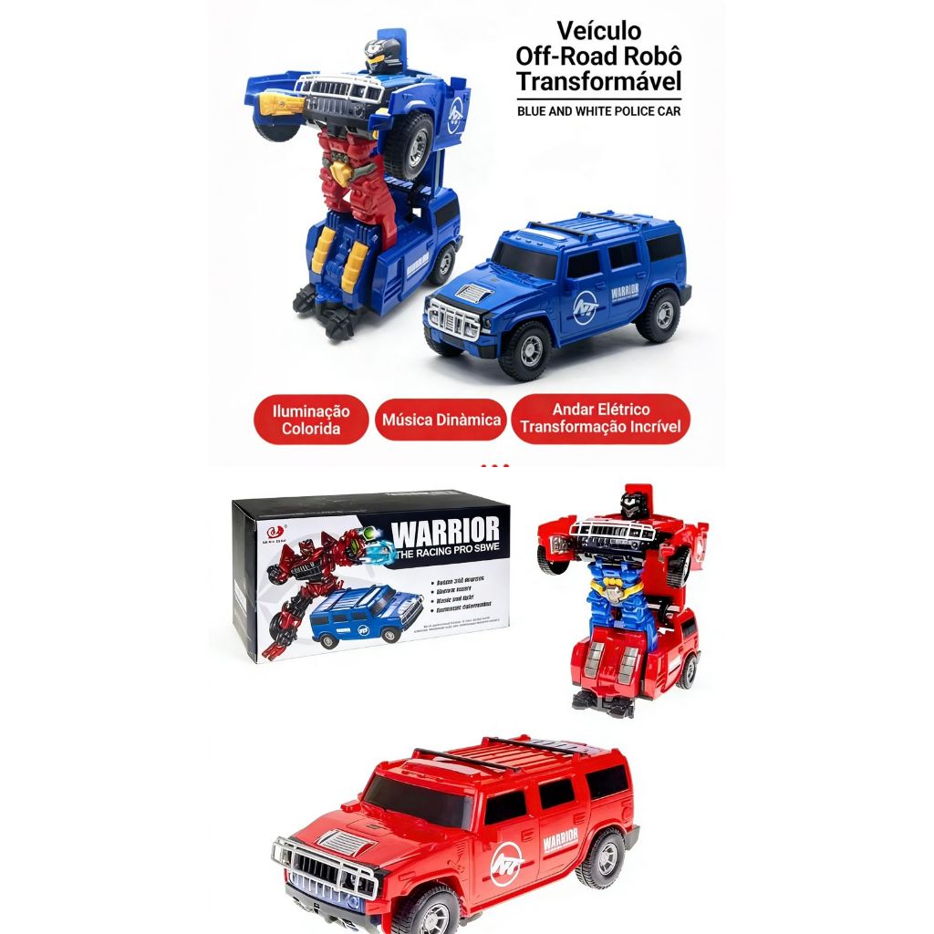 Transformador robô brinquedo carro off-road Hummer Transformers pode girar música leve