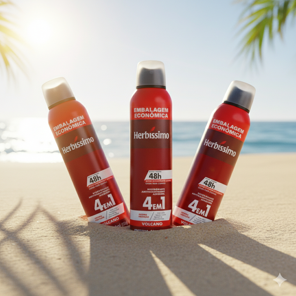 Kit 3 unidades - Desodorante Aerosol Antitranspirante Herbíssimo Volcano 250Ml | Embalagem Econômica em Oferta na Shopee