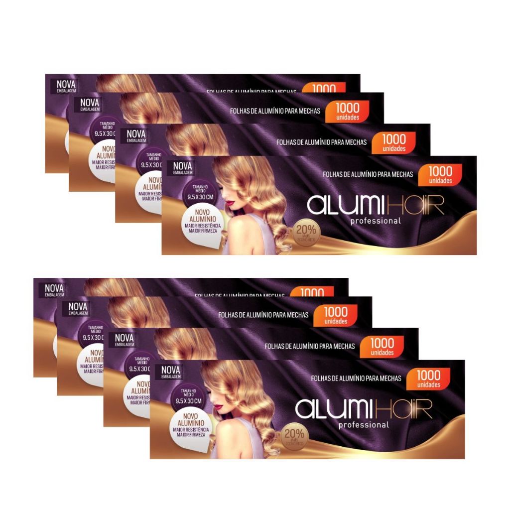 Kit 8 Papel Alumínio Mechas AlumiHair 9,5x30cm – 1000 folhas