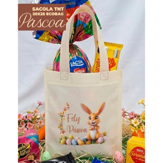 Sacola Ecobag Presente de Páscoa TNT 20x25 para Chocolate Bombom Lembrancinha Festa KIT de 5 a 30uni em Oferta na Shopee