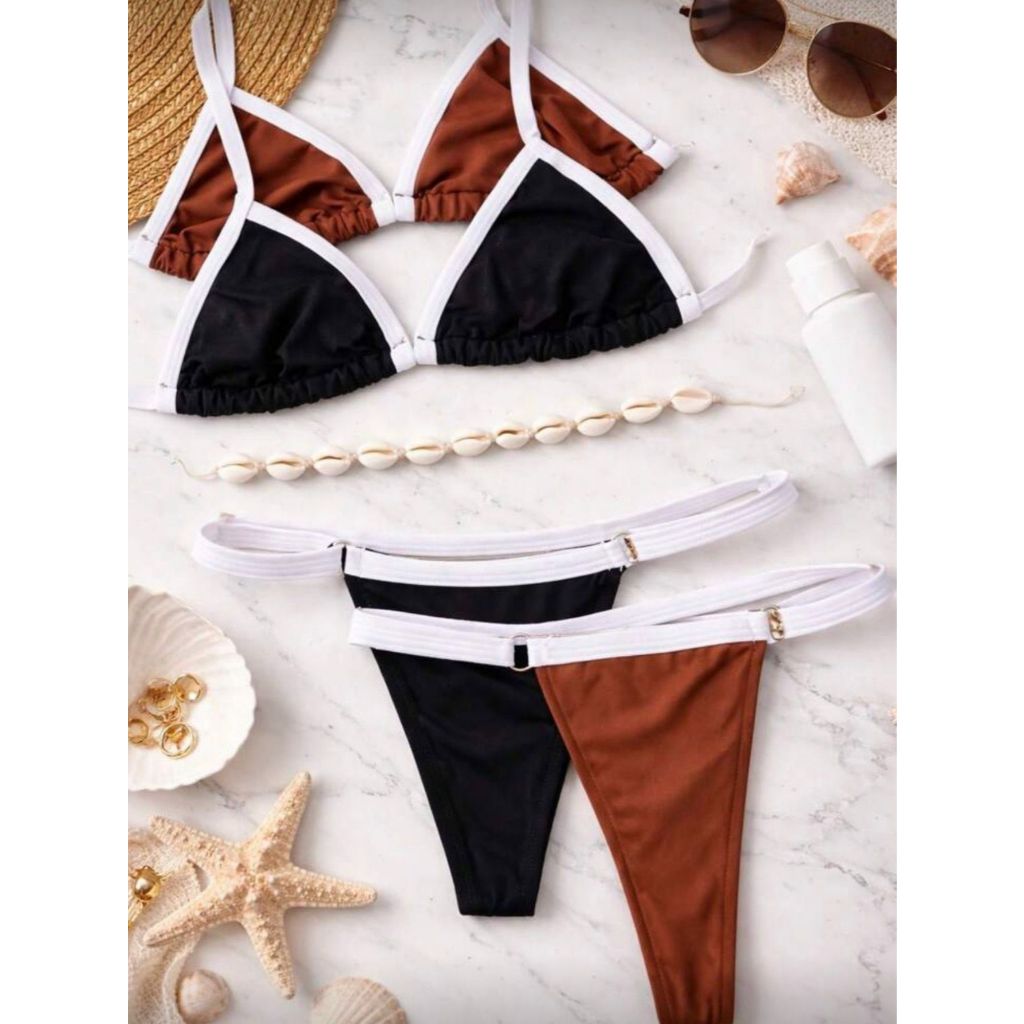 Kit 2 Biquíni Feminino Cortininha com Tecido Suplex Resistente Tamanho Confortável e Leve