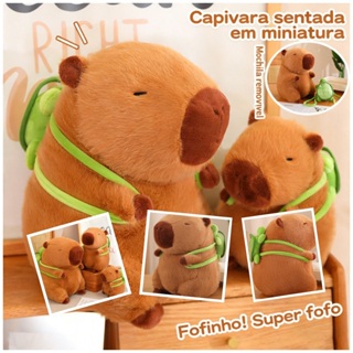 Capivara de Pelúcia com Mochila de Tartaruga | Fofinho Macio Urso Brinquedo Infantil Presente em Oferta na Shopee