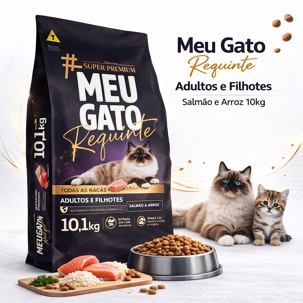 Ração Meu Gato Requinte Salmão E Arroz Adulto Filhote 10,1kg em Oferta na Shopee