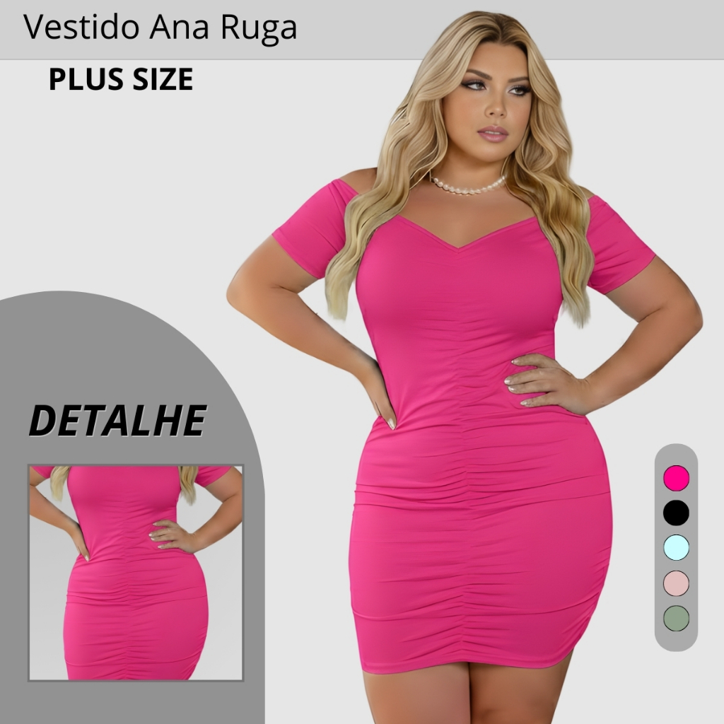 Vestido Feminino Canelado Tubinho Drapeado Modelador Linha Premium em Oferta na Shopee