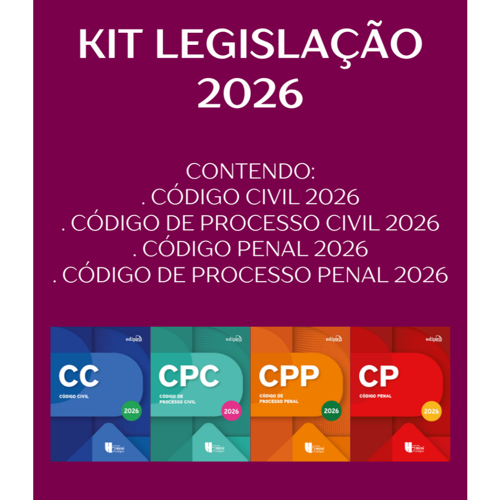 Livro Código Civil + Processo Civil + Código Penal + Processo Penal - Kit com 04 livros - Livros de direito