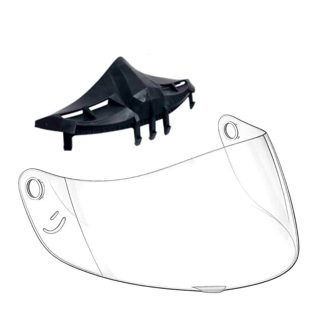 Kit Viseira Narigueira Capacete Ebf E0x Spark Narigueira Alta Viseira Cristal