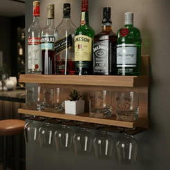 Bar Barzinho De Parede para Bebidas Com Porta Copos E Porta Decoração Taças Diversos Modelos