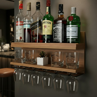 Bar Barzinho De Parede para Bebidas Com Porta Copos E Porta Decoração Taças Diversos Modelos em Oferta na Shopee