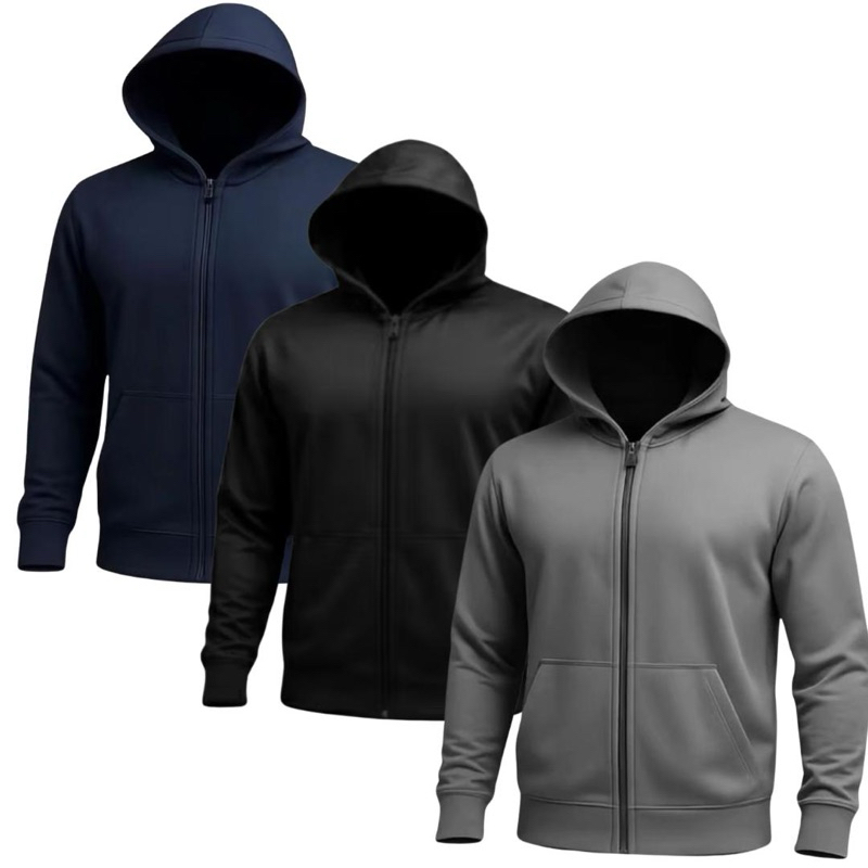 KIT 3 JAQUETA BLUSA UNISSEX COM CAPUZ em Oferta na Shopee