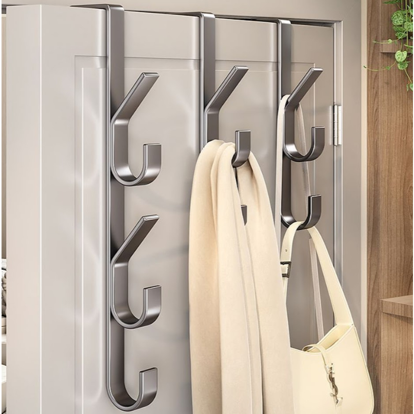 Suporte de Porta com 5 Ganchos em Aço Carbono - Preto Fosco em Oferta na Shopee