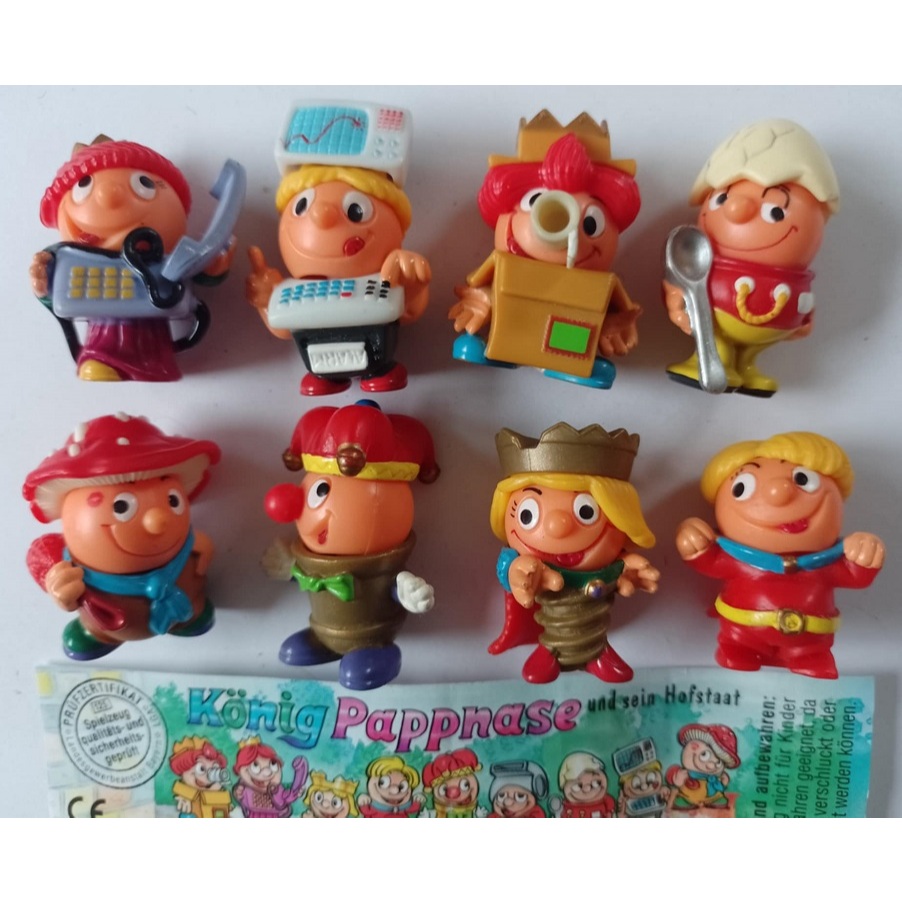 Kinder ovo - Bonecos Bola Pappnase (1999) Lote com 8, falta um chinelinho no ultimo boneco