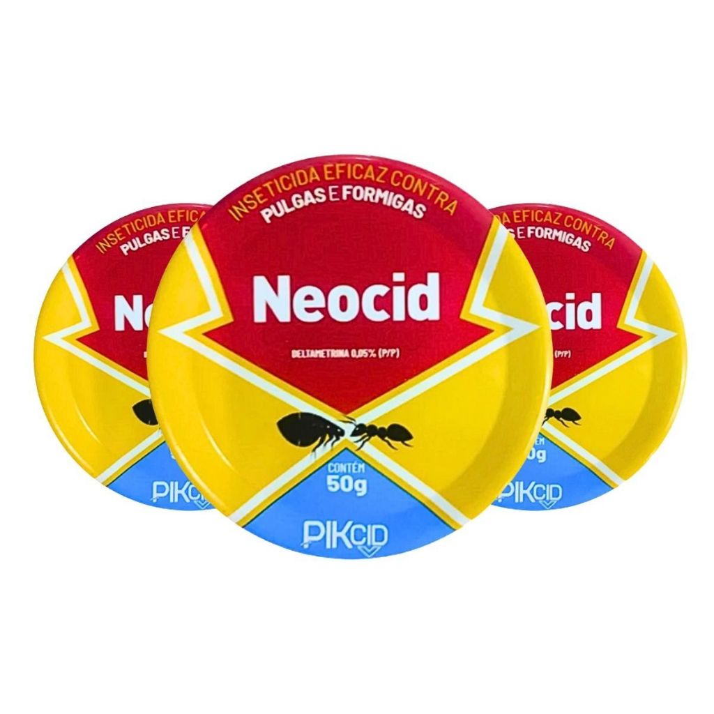 Kit 3 Neocid Pó Para Formigas E Pulgas Lata 50g Original em Oferta na Shopee