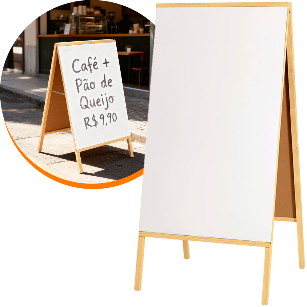 Cavalete De Calçada Placa 100x60cm Quadro Branco De Ofertas P/ Restaurante Loja Padaria